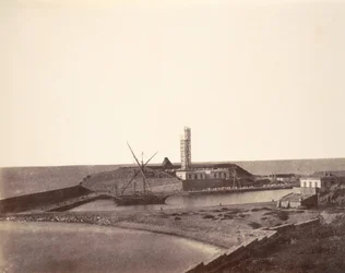 Lighthouse under Construction in Harbor, Algeria